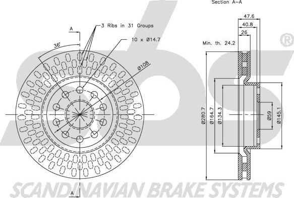 SBS 1815202335 - Тормозной диск autospares.lv