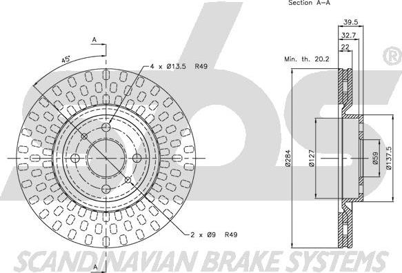 SBS 1815312327 - Тормозной диск autospares.lv