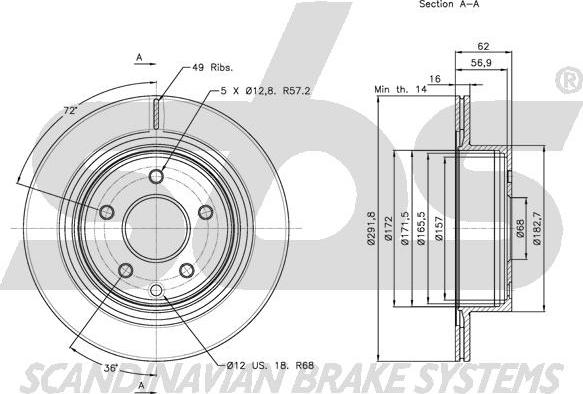 SBS 1815.202261 - Тормозной диск autospares.lv