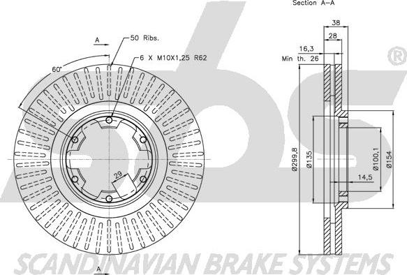 SBS 1815312262 - Тормозной диск autospares.lv