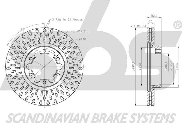 SBS 1815202287 - Тормозной диск autospares.lv