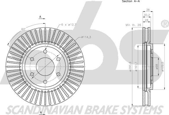 SBS 1815.202275 - Тормозной диск autospares.lv