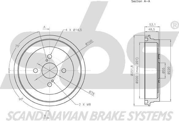 SBS 1825254523 - Тормозной барабан autospares.lv