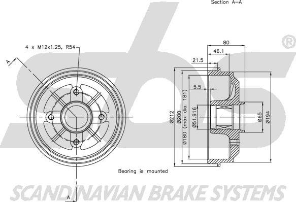 SBS 1825.251909 - Тормозной барабан autospares.lv