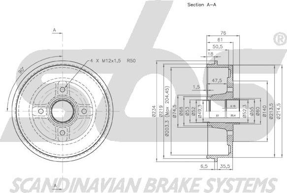 SBS 1825.253908 - Тормозной барабан autospares.lv