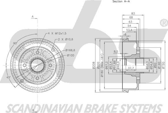 SBS 1825.253911 - Тормозной барабан autospares.lv