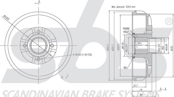 SBS 1825253934 - Тормозной барабан autospares.lv