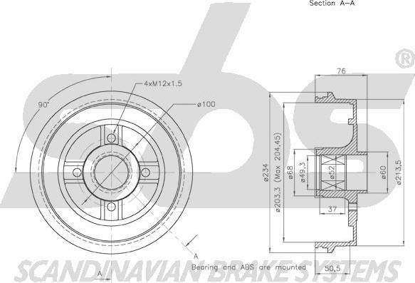 SBS 1825253930 - Тормозной барабан autospares.lv