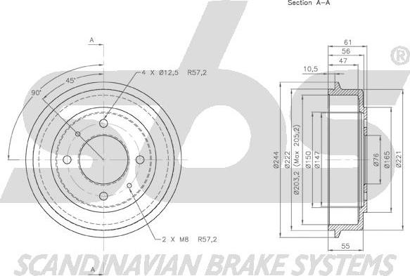 SBS 1825.253401 - Тормозной барабан autospares.lv