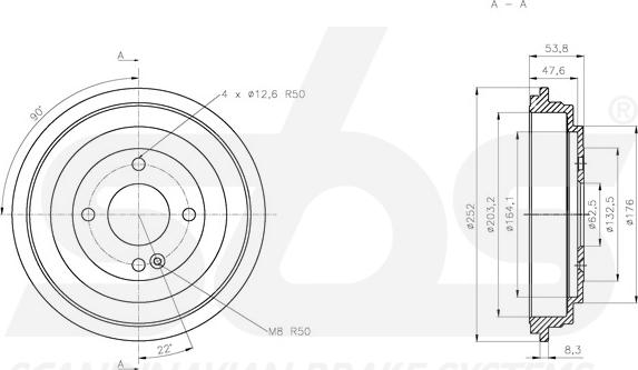 SBS 1825253513 - Тормозной барабан autospares.lv