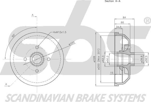 SBS 1825.253613 - Тормозной барабан autospares.lv