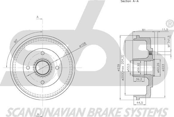 SBS 1825.252544 - Тормозной барабан autospares.lv