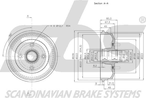 SBS 1825.252531 - Тормозной барабан autospares.lv