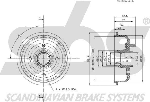 SBS 1825.252526 - Тормозной барабан autospares.lv