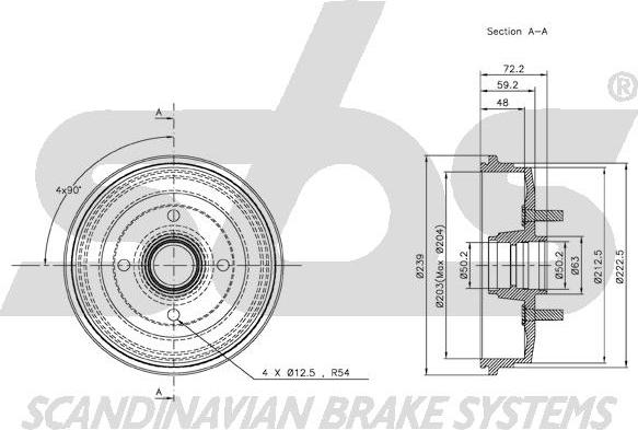 SBS 1825.252527 - Тормозной барабан autospares.lv