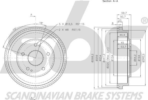 SBS 1825.252606 - Тормозной барабан autospares.lv