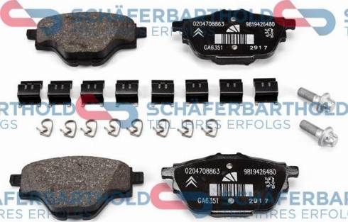 Schferbarthold 315 16 705 01 11 - Тормозные колодки, дисковые, комплект autospares.lv