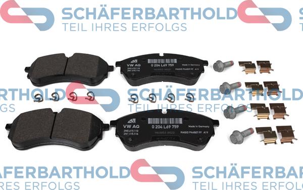 Schferbarthold 315 18 110 01 11 - Тормозные колодки, дисковые, комплект autospares.lv