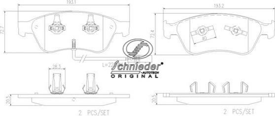 SCHNIEDER AUTOTECH SBP009-211 - Тормозные колодки, дисковые, комплект autospares.lv