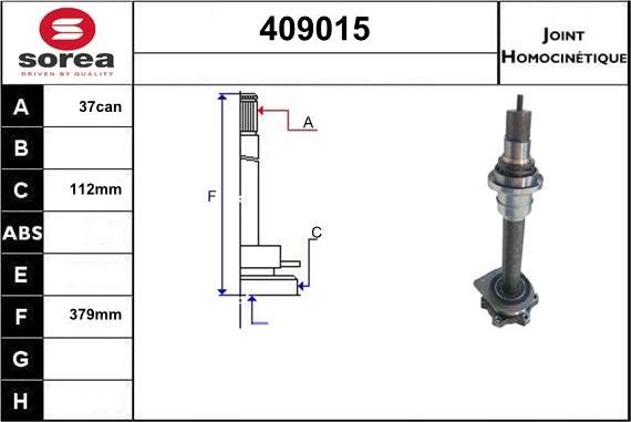 Sera 409015 - Шарнирный комплект, ШРУС, приводной вал autospares.lv