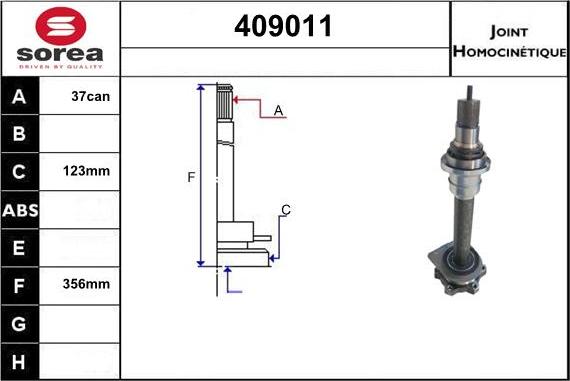 Sera 409011 - Шарнирный комплект, ШРУС, приводной вал autospares.lv