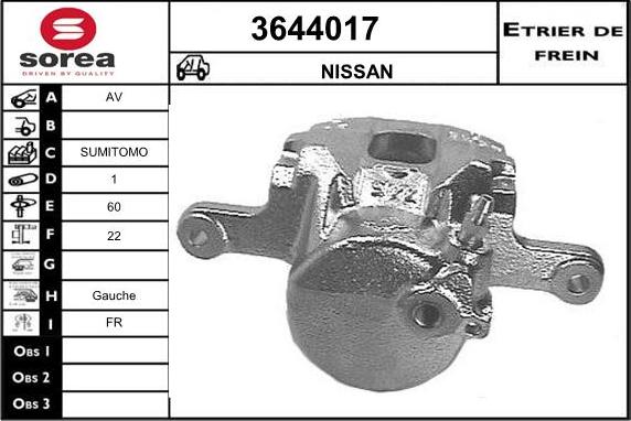 Sera 3644017 - Тормозной суппорт autospares.lv