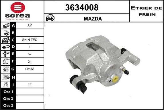 Sera 3634008 - Тормозной суппорт autospares.lv