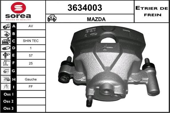 Sera 3634003 - Тормозной суппорт autospares.lv