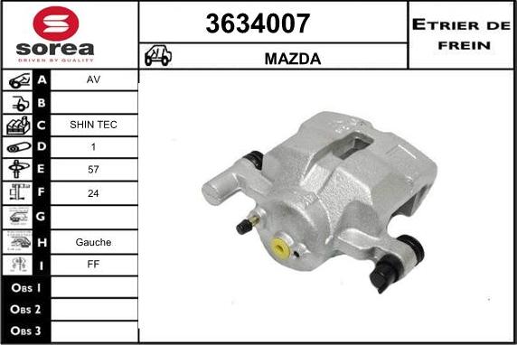 Sera 3634007 - Тормозной суппорт autospares.lv