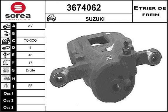 Sera 3674062 - Тормозной суппорт autospares.lv