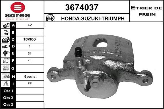 Sera 3674037 - Тормозной суппорт autospares.lv