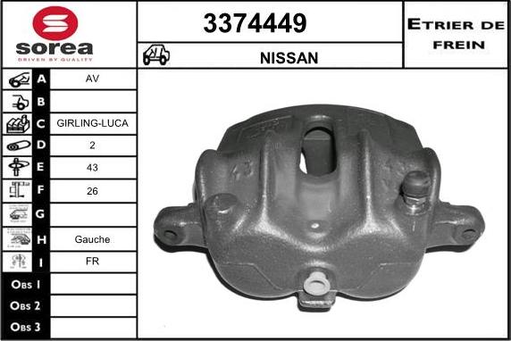 Sera 3374449 - Тормозной суппорт autospares.lv