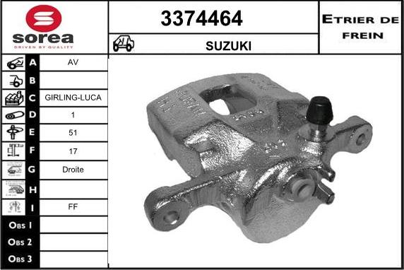 Sera 3374464 - Тормозной суппорт autospares.lv