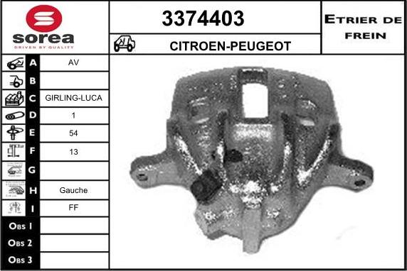 Sera 3374403 - Тормозной суппорт autospares.lv