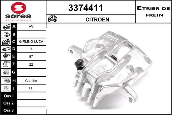 Sera 3374411 - Тормозной суппорт autospares.lv