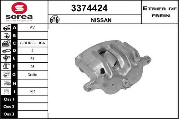 Sera 3374424 - Тормозной суппорт autospares.lv