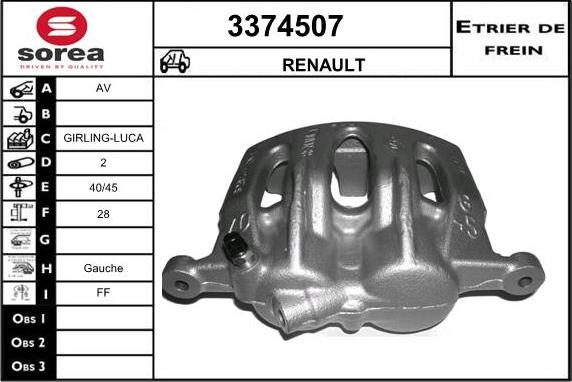 Sera 3374507 - Тормозной суппорт autospares.lv