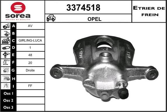 Sera 3374518 - Тормозной суппорт autospares.lv