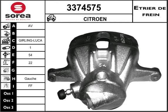 Sera 3374575 - Тормозной суппорт autospares.lv