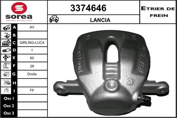 Sera 3374646 - Тормозной суппорт autospares.lv