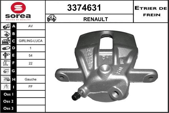 Sera 3374631 - Тормозной суппорт autospares.lv