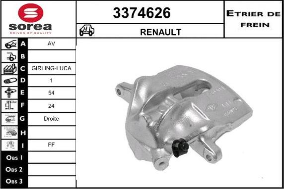 Sera 3374626 - Тормозной суппорт autospares.lv