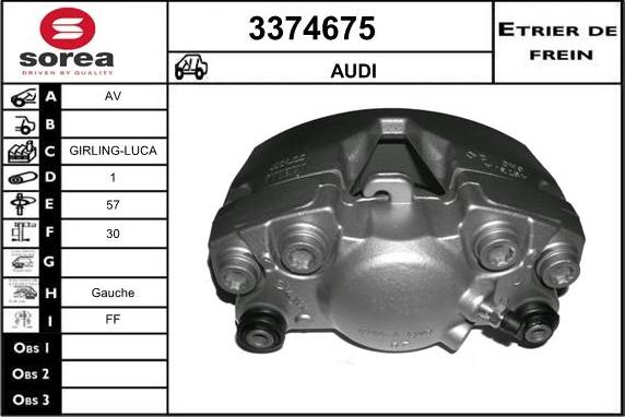 Sera 3374675 - Тормозной суппорт autospares.lv