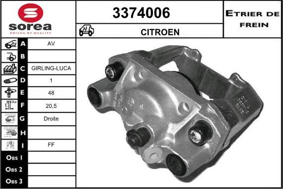 Sera 3374006 - Тормозной суппорт autospares.lv