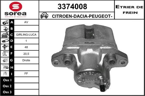 Sera 3374008 - Тормозной суппорт autospares.lv