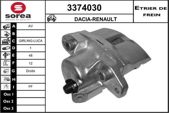 Sera 3374030 - Тормозной суппорт autospares.lv