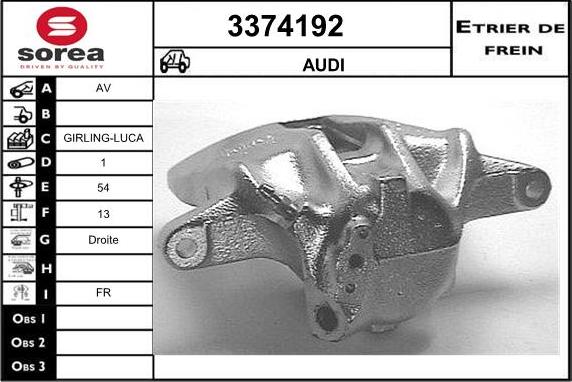 Sera 3374192 - Тормозной суппорт autospares.lv