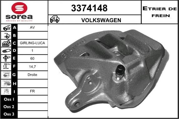 Sera 3374148 - Тормозной суппорт autospares.lv