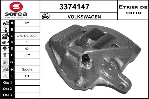 Sera 3374147 - Тормозной суппорт autospares.lv