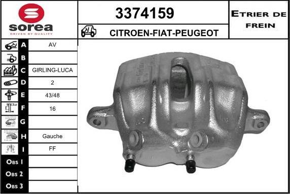 Sera 3374159 - Тормозной суппорт autospares.lv